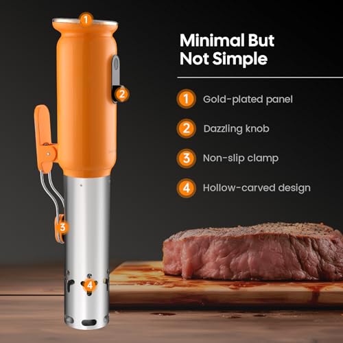 WiFi Sous Vide Machine ISV-101W-INKBIRD 1000 Watts Sous Vide Cooker Thermal Immersion Circulators 3D Water Circulation Heating with App Preset and Machine Recipes, Pre-alarm |Best Gift (Orange)