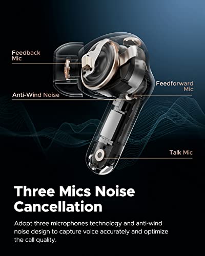 SoundPEATS Hybrid Active Noise Cancelling Earbuds Wireless Bluetooth 5.3 Earphones, Capsule3 Pro Hi-Res Wireless Earbuds with 6 Mics & LDAC, 43dB Deep, Total 52 Hrs, IPX4 Waterproof, App Customize EQ