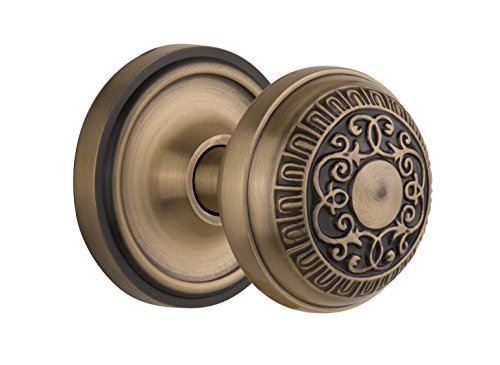 Nostalgic Warehouse 701960, Passage-2.375", Antique Brass Classic Rosette with Egg & Dart Door Knob