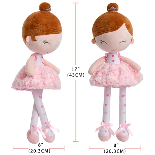 MYREBABY 17 inch Ballerina Princess Doll Stuffed Animal for Girls Toy Set for 3 4 5 Year Old Girl Gift for Little Girl, Birthday, Christmas Age 3-9