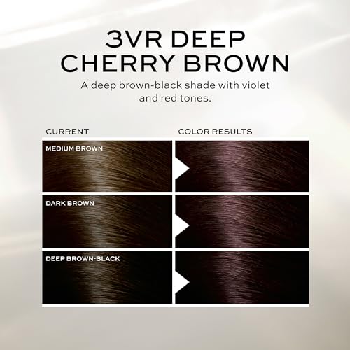 John Frieda Brown Permanent Precision Hair color Foam Hair Dye, Deep Cherry Brown Hair Color, 3VR Deep Cherry Brown Foam Hair Color, 1 Application