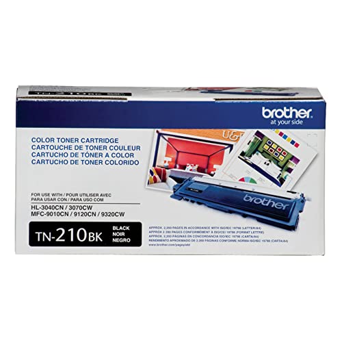 Brother Genuine Standard Yield Toner Cartridge, TN210BK, Replacement Black Toner, Page Yield Up To 2,200 Pages, TN210