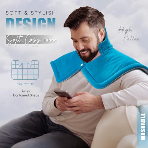 Heating Pad for Neck and Shoulders, Gifts for Men Dad Women Mom, Fathers Day Mothers Day Birthday Christmas Gifts, Weighted Neck Heating Pad for Pain Relief, 6 Heat Setting 2H Auto-Off Home Office