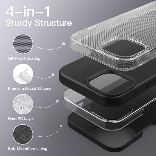 JETech Silicone Case for iPhone 14 Pro 6.1-Inch, Silky-Soft Touch Full-Body Protective Phone Case, Shockproof Cover with Microfiber Lining (Black)