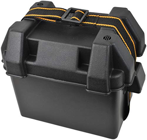 attwood 9082-1 U1 Small Series 16 Vented Marine Boat Battery Box with Mounting Kit and Strap, Black, One Size