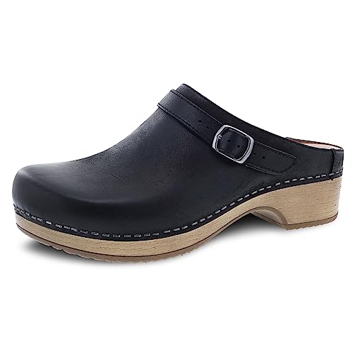 Dansko Women's Berry Slip-On Clogs - Black Burnished Nubuck - Memory Foam - Size 4.5-5 M US