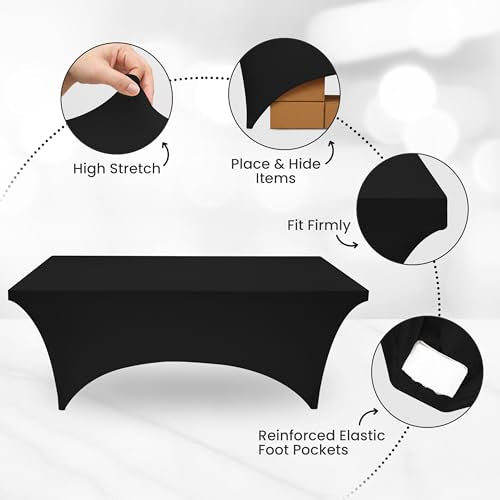 Utopia Kitchen 6ft Spandex Table Cloth Rectangle [2 Pack, Purple] 200GSM Premium Stretch, Lycra, Washable and Wrinkle Resistant Table Cover Fitted for Event, Wedding, Banquet [72Lx30Wx30H Inch]