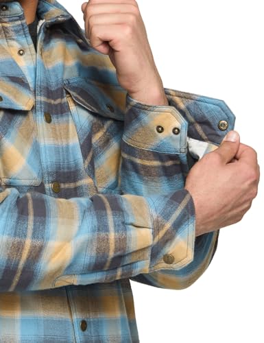 CQR Men's Plaid Flannel Shirt Jacket, Long Sleeve Soft Warm Wool/Sherpa Lined Jacket, Outdoor Button Up/Zip-Front Jacket, Stealth Amazon Grey, Small