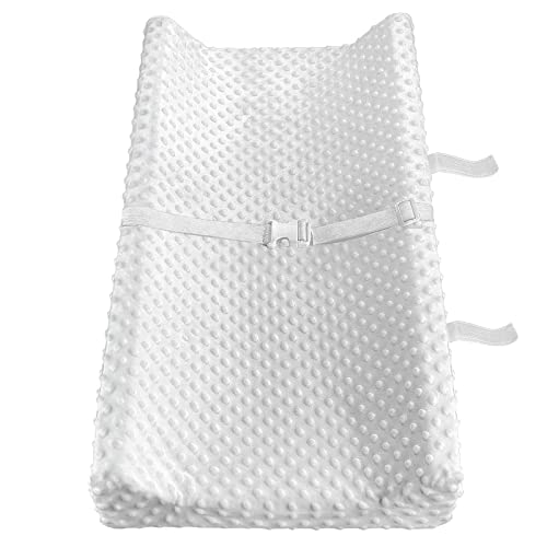 YENING Mini Baby Diaper Changing Pad for Dresser Top with Cover 27" x 16", Waterproof Lining Small Foam Contoured Changing Table Pads Topper Grey