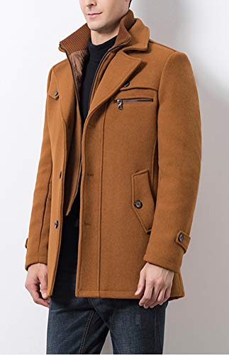 Litteking Men's Winter Pea Coat Casual Woolen Trench Coat Single Breasted Short Wool Jacket Dark Gray S