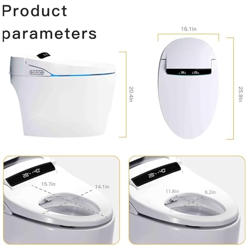XEK Smart Toilet, One Piece Bidet Toilet for Bathrooms, Toilet with Warm Water Sprayer & Dryer, Foot Sensor Operation, Heated Bidet Seat, Auto Smart Toilet with LED Display