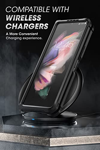 SUPCASE for Samsung Galaxy Z Fold 3 Case with Stand (Unicorn Beetle), [Built-in Screen Protector & Belt Clip] Heavy Duty Rugged Full-Body Shockproof Protective Phone Case for Galaxy Fold 3, Black