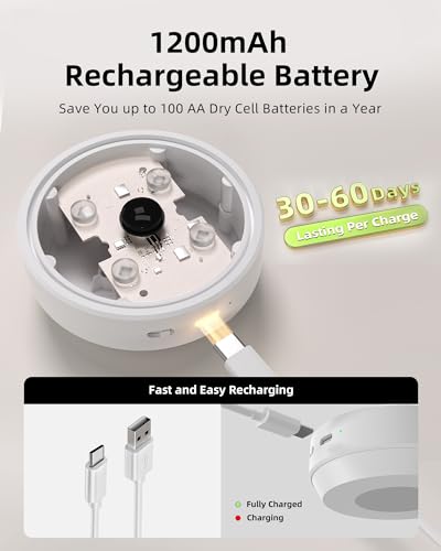 EZVALO Under Cabinet Lights, 2 Color Temps Motion Sensor Puck Lights, 1200mAh Rechargeable Puck Lights, Group Control LED Closet Lihgts, Dimmable Under Counter Lights for Kitchen, Cabinet (3 Pack)