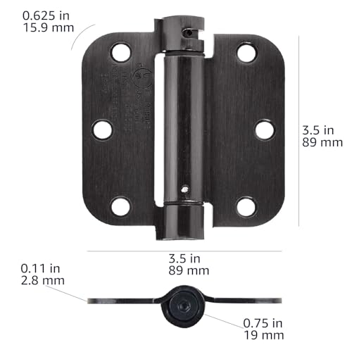 Amazon Basics Self-Closing Door Hinge, 3.5 Inch x 3.5 Inch, 1 Piece, Oil Rubbed Bronze
