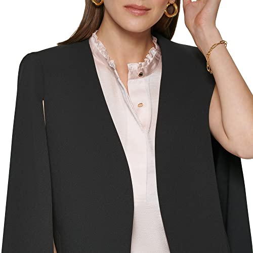 DKNY Women's Standard Open Front Blazer Cape, Black, XS