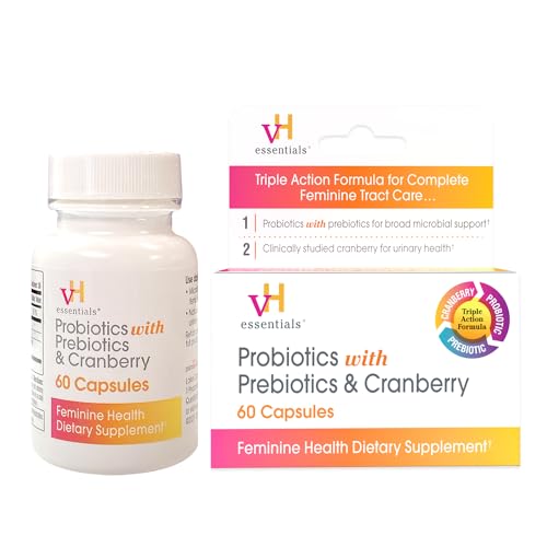 vH essentials Probiotics with Prebiotics and Cranberry Feminine Health Supplement - 60 Capsules