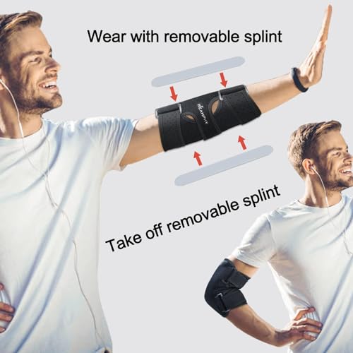 Reamphy Elbow Brace,Comfortable Night Elbow Sleep Support,Elbow Splint, Adjustable Stabilizer Splints,Cubital Tunnel Syndrome,Tendonitis,Ulnar Nerve,Tennis,Fits for Men and Women(Small)