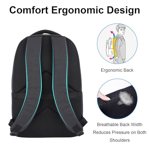 KYME Work Backpack,Large Backpack,17 Inch Travel Laptop Backpack,Water Resistant Collage Book Bags for Men,Black