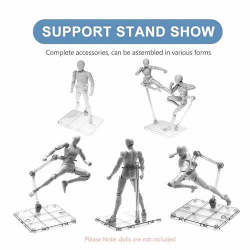 TSY TOOL 2 Pcs of HG144 Action Figure Stand, Display Holder Base, Doll Model Support Stand Compatible with 6" HG RG SD SHF Gundam 1/44 Toy Clear