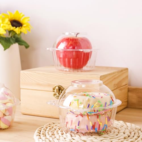 NPLUX 50 Pack Individual Cupcake Containers Plastic Cupcake Holders Deep Dome Cupcake Carrier