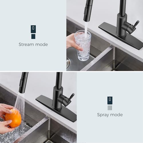 FORIOUS Kitchen Faucets, Chrome Kitchen Faucet with Pull Down Sprayer, Modern Kitchen Sink Faucet Stainless Steel, High Arc Gooseneck Faucet for Kitchen Sink, Bar, Farmhouse, Laundry