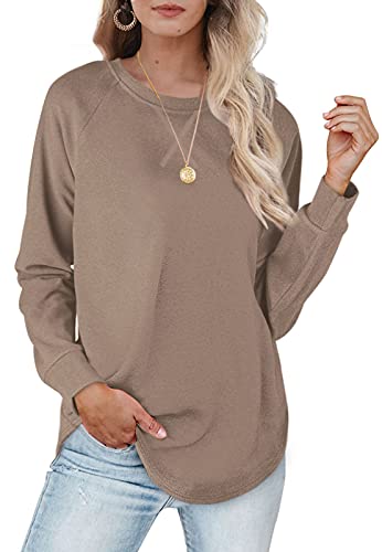 XIEERDUO Crewneck Sweatshirts Raglan Sleeve Dressy Tops for Evening Wear Dark Grey S
