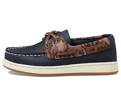 Sperry Cup II Boat Shoe, TAN/Navy, 2.5 US Unisex Big Kid