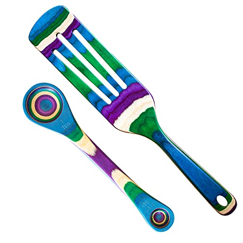 Totally Bamboo Baltique Mumbai Collection 2 Piece Cooking Utensil Set, Spurtle & Measuring Spoon