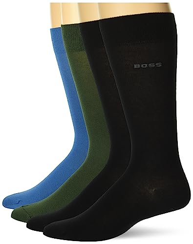 BOSS 5-Pack Solid Cotton Socks, Black Currant, Light Pistachio, Green Spinach, Light Blue Berry, 7-13