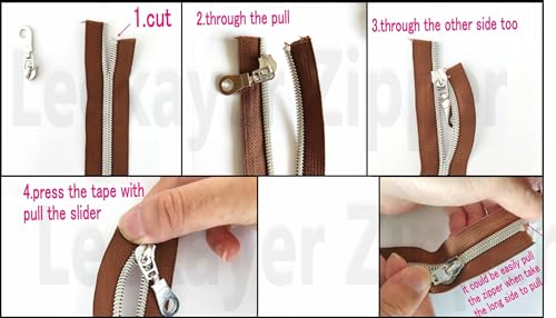 Leekayer #3 Beige Nylon Coil Sewing Zippers by The Yards Bulk 10 Yards with 25pcs Sliders for DIY Tailor Sewing Craft Bags,Luggage,Dress,Sofa Cushion,Pillow(Beige)