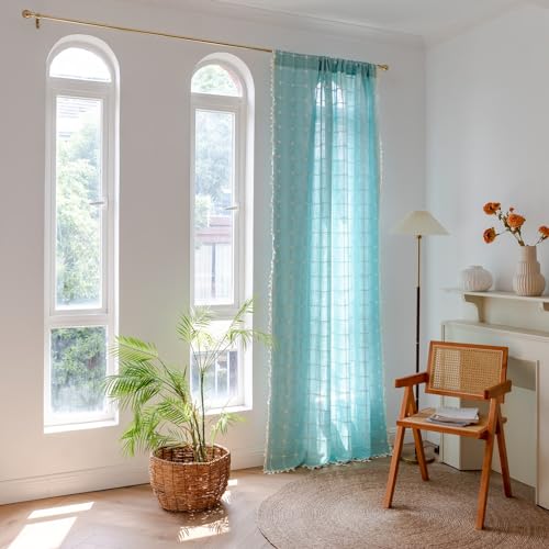 Sutuo Home Boho Curtains 72 Inches Length for Bedroom Living Room,Country Farmhouse Vintage Shabby Chic Tassels Window Treatment Bohemian Embroidery Drape, Rod Pocket 1 Panel 52" W x 72" L, White