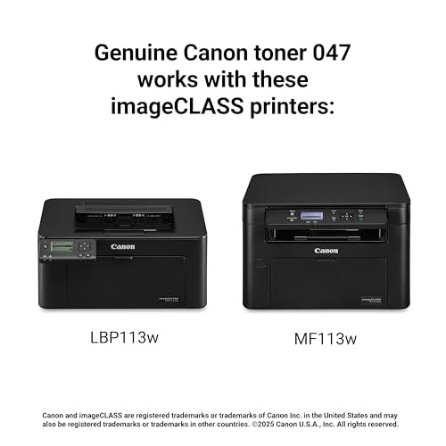 Canon Genuine 047 Black Toner Cartridge Compatible with LBP113w, MF113w