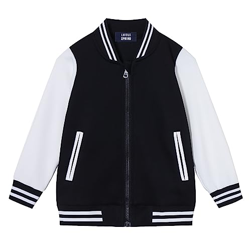 LittleSpring Kids Varsity Jacket Red 3T Quick Dry Girls Baseball Jacket Casual Sport for Boys Clothesl