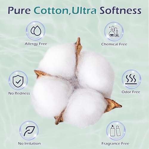 PureSoftness Disposable Face Towel, 100% Cotton, 80 Count, Extra Large 12" x 10", Soft Dry Wipe for Face Wash, Makeup Remover, Bio-Based Towelette for Sensitive Skin (1 Pack)