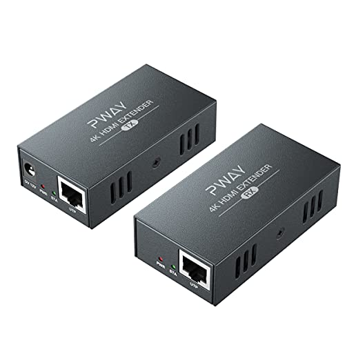 PWAY HDMI Extender Over Cat5e/6, Extend 4K @ 30Hz Audio Video Up to 100m (328ft), Support EDID - POC Function