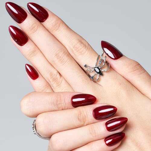 GLAMERMAID Purple Chrome Press on Nails Extra Short Square, Handmade Glazed Metal Powder Gel Fake Nails Round Oval, Donut Gloss Squoval Glue on Nails, Gloden Reusable Stick on False Nail Kit for Women