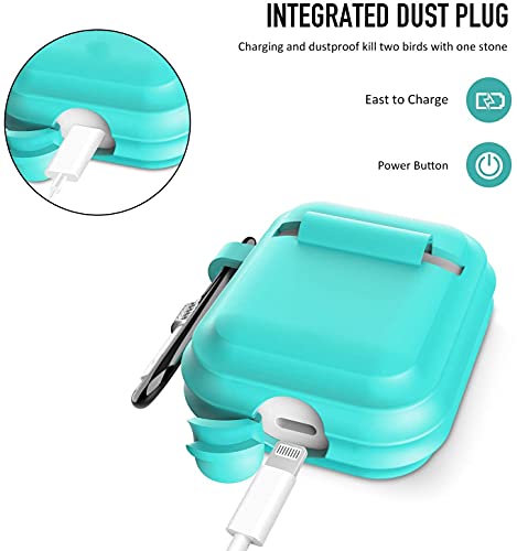 meiyasy Case Cover is Compatible with Apple Airpods Pro, with Carabiner, 2 Pack Protective Silicone Cover Accessories for Airpods Pro Case (Black and Red)