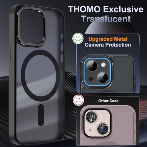 Thomo Upgraded Magnetic for iPhone 15 Plus Case [Compatible with Magsafe] [Mil-Grade Protection], Pocket-Friendly, Slim Translucent Phone Case Cover for iPhone 15 Plus 6.7", Black