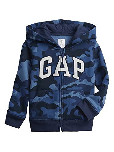 GAP baby boys Logo Zip Hoodie Hooded Sweatshirt, Blue Camo, 3-6 Months US