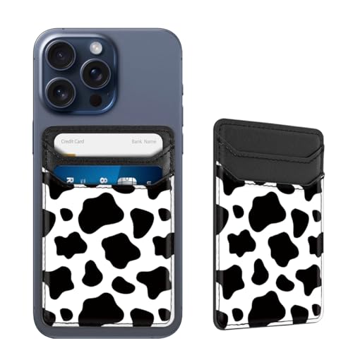 Yiyahu Self Adhesive Card Holders for Back of Phone, Leather RFID Phone Wallet Pockets Stick On, Credit Card Holders Sleeve for Phone Case Compatible with Most of Smartphones, White Flower