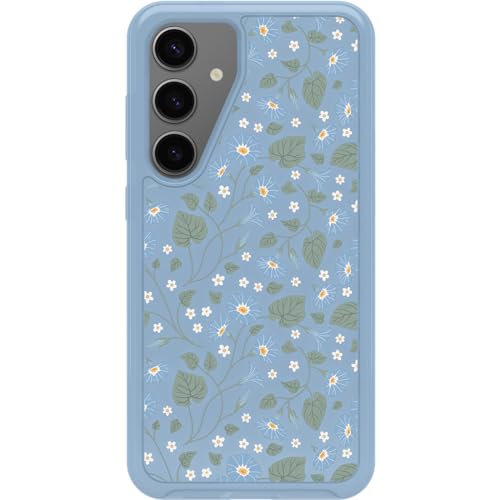 OtterBox Samsung Galaxy S24+ Symmetry Series Clear Case - DAWN FLORAL (Blue), ultra-sleek, wireless charging compatible, raised edges protect camera & screen