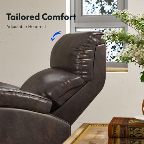 FLEXISPOT XR2 Faux Leather Recliner Chair, Power Rocker Recliner Chair for Adults w/Adjustable Headrest, Lumbar Support, USB Port, Swivel Recliner Chair, Sofa Chair for Living Room, Grey