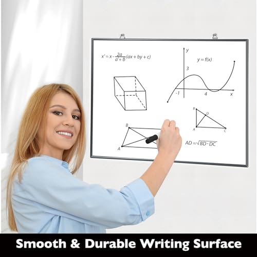 DumanAsen Dry Erase Board, 12" x 16" Aluminum Frame Magnetic Whiteboard for Wall, Ultra-Narrow Portable Whiteboard for Home,Office, includes 3 Markers, Eraser and Mounting Hardware (Black)