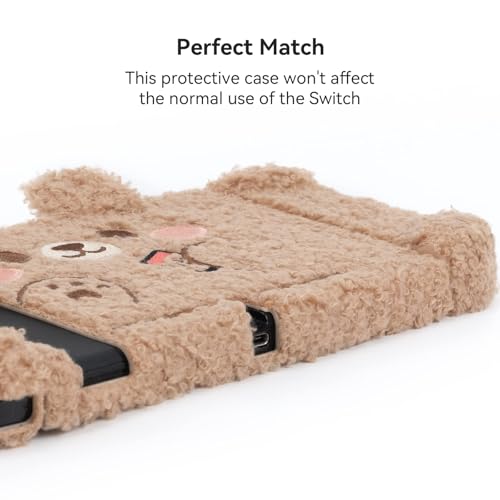 GeekShare Cute Plush Protective Case Cover Compatible with Switch - Shock-Absorption and Anti-Scratch - Plush Bear (for Switch 2017)