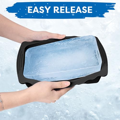 Haldane 2PC Extra Large Ice Block Molds, 6LB Giant Ice Cube Molds for Plunge Lab, Ice Container for Freezer, Thickened and Reinforced Silicone Ice Tray, Cold Plunge Tub Accessories, Black