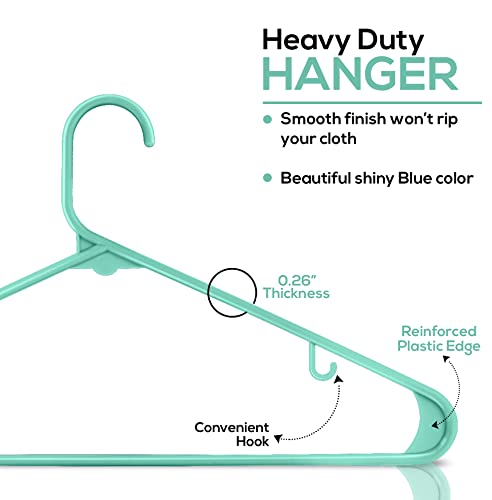 Utopia Home Plastic Hangers 50 Pack - Clothes Hanger with Hooks - Durable & Space Saving Coat Hanger - Heavy Duty Aqua Hangers - Skirt Hangers