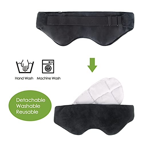 Sivio Weighted Eye Mask for Women & Men, Heatable and Freezable Weighted Eye Pillow with Silica Beads & Adjustable Strap, Soft Breathable Cotton Eye Cover for Sleeping Faster and Better, Black