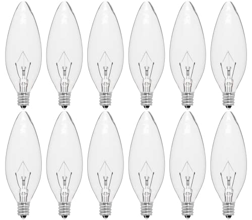 CYLYT 6-Pack E12 Candle Light Bulbs 25W Warm White 2500K, 240 Lumen Dimmable Chandelier Light Bulbs for Ceiling Fan, Pendants or Outdoor, B10 Clear Candelabra Base Bulbs