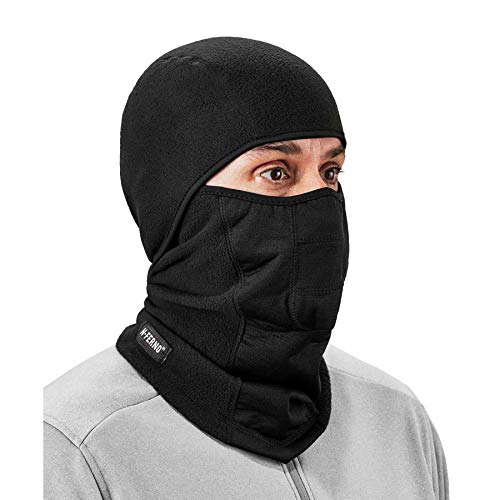 Ergodyne N-Ferno 6823 Balaclava Ski Mask, Wind-Resistant Face Mask, Hinged Design, Each, Black, One Size