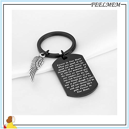 FEELMEM Cardinal Condolence Sympathy Gift Forever in Your Heart Cardinal Poem Memorial Keychain Cardinal Remembrance Gift (black)